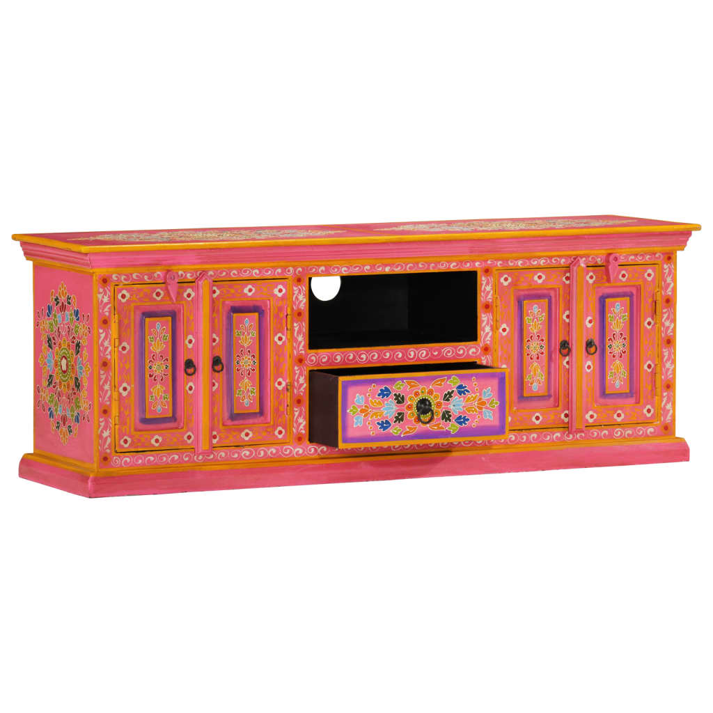 Tv-meubel 110x30x40 cm massief mangohout roze is nu te koop bij PeponiXL, paradijselijk wonen!