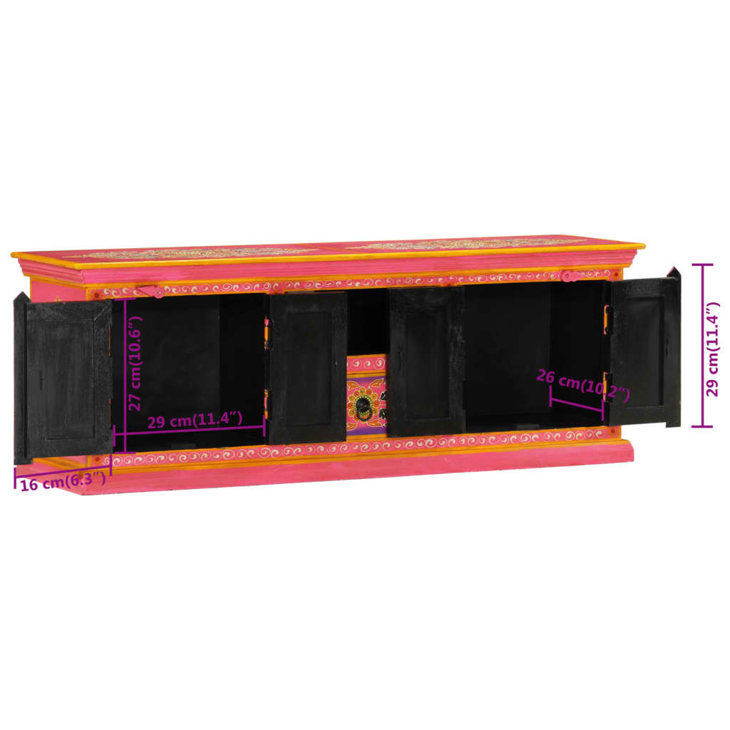Tv-meubel 110x30x40 cm massief mangohout roze is nu te koop bij PeponiXL, paradijselijk wonen!