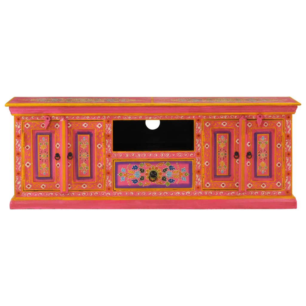 Tv-meubel 110x30x40 cm massief mangohout roze is nu te koop bij PeponiXL, paradijselijk wonen!