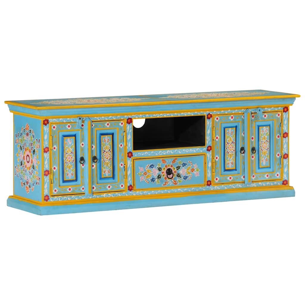 Tv-meubel 110x30x40 cm massief mangohout blauw is nu te koop bij PeponiXL, paradijselijk wonen!
