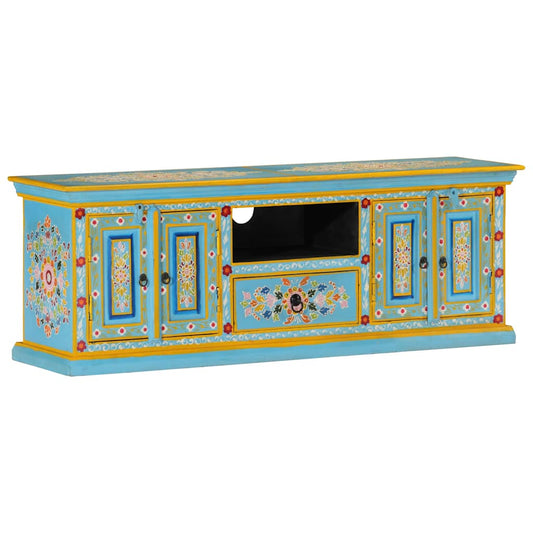 Tv-meubel 110x30x40 cm massief mangohout blauw is nu te koop bij PeponiXL, paradijselijk wonen!