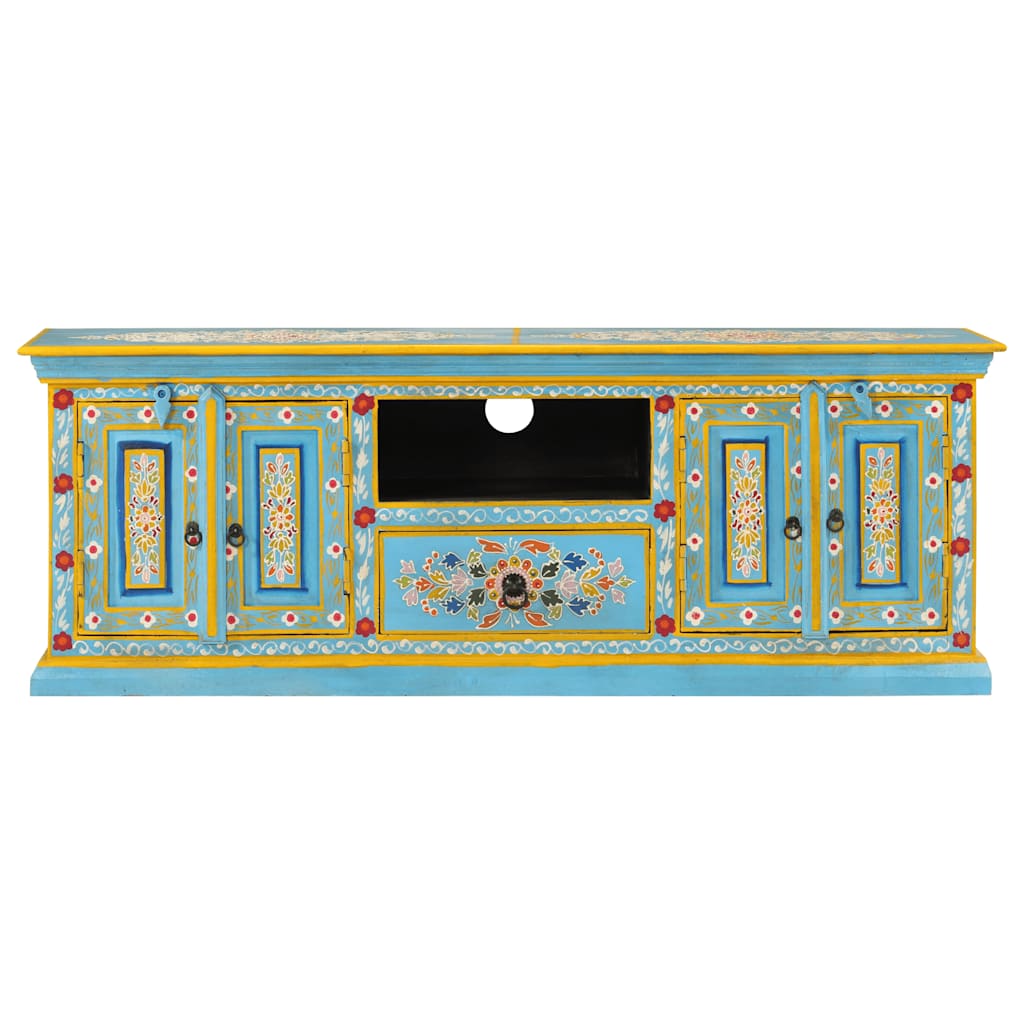 Tv-meubel 110x30x40 cm massief mangohout blauw is nu te koop bij PeponiXL, paradijselijk wonen!