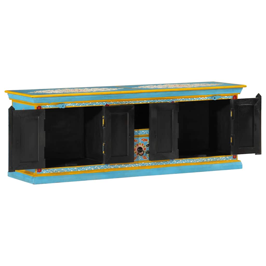 Tv-meubel 110x30x40 cm massief mangohout blauw is nu te koop bij PeponiXL, paradijselijk wonen!