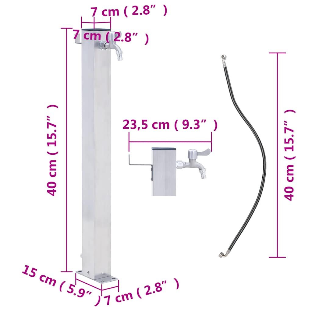 Waterzuil vierkant 40 cm roestvrij staal is nu te koop bij PeponiXL, paradijselijk wonen!