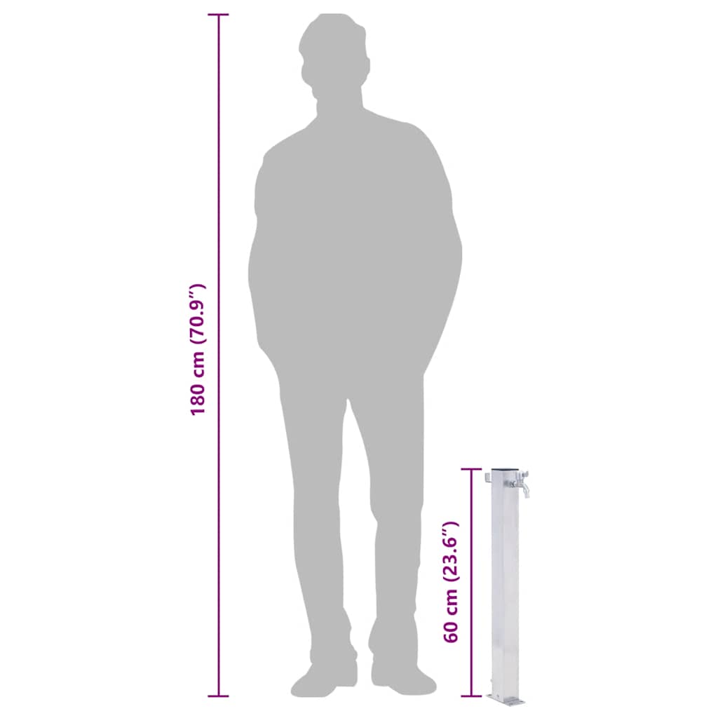 Waterzuil vierkant 60 cm roestvrij staal is nu te koop bij PeponiXL, paradijselijk wonen!