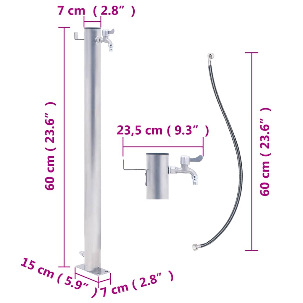 Waterzuil rond 60 cm roestvrij staal is nu te koop bij PeponiXL, paradijselijk wonen!