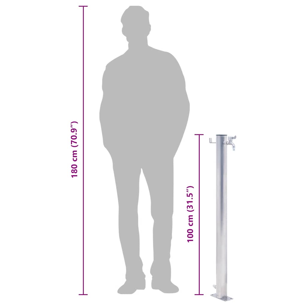 Waterzuil 100 cm roestvrij staal rond is nu te koop bij PeponiXL, paradijselijk wonen!
