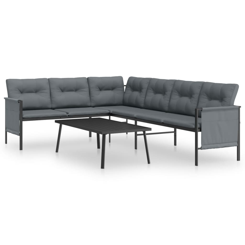 2-delige Loungeset staal antracietkleurig is nu te koop bij PeponiXL, paradijselijk wonen!