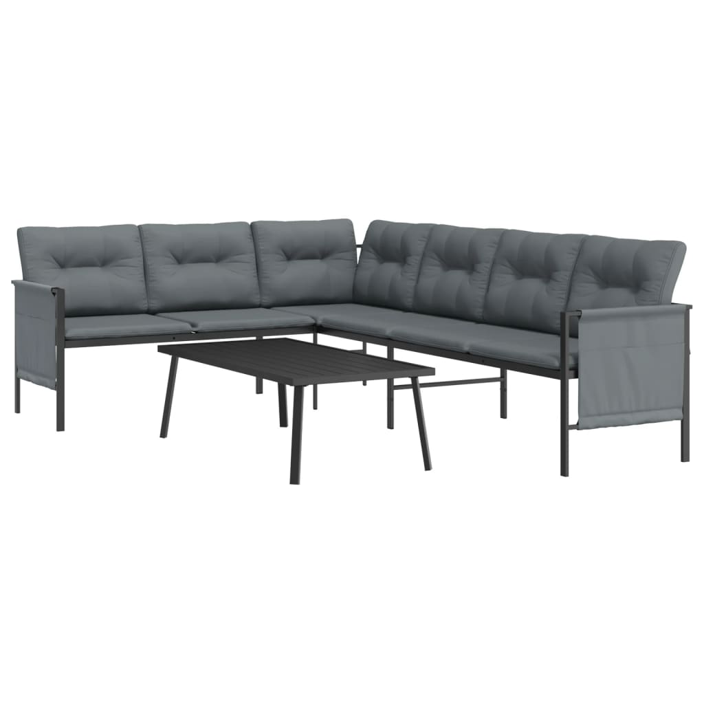 2-delige Loungeset staal antracietkleurig is nu te koop bij PeponiXL, paradijselijk wonen!