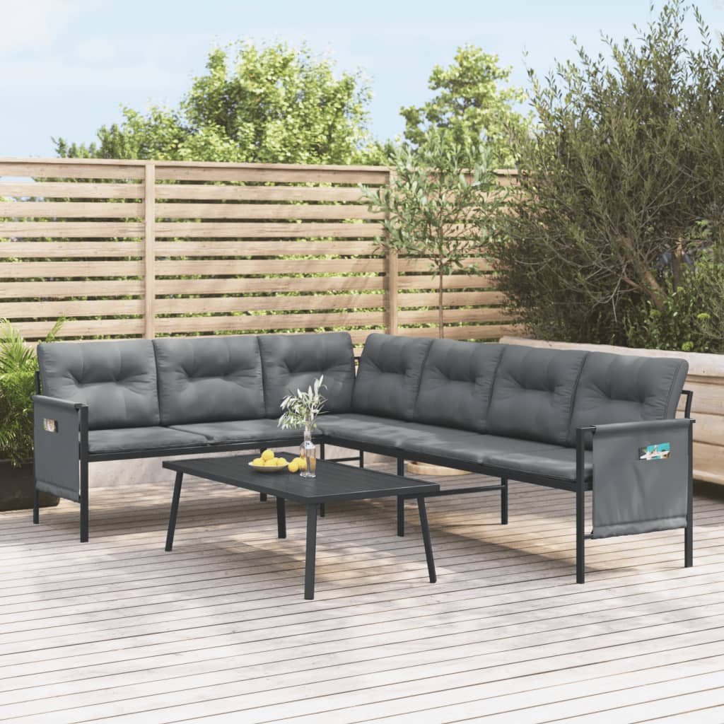 2-delige Loungeset staal antracietkleurig is nu te koop bij PeponiXL, paradijselijk wonen!