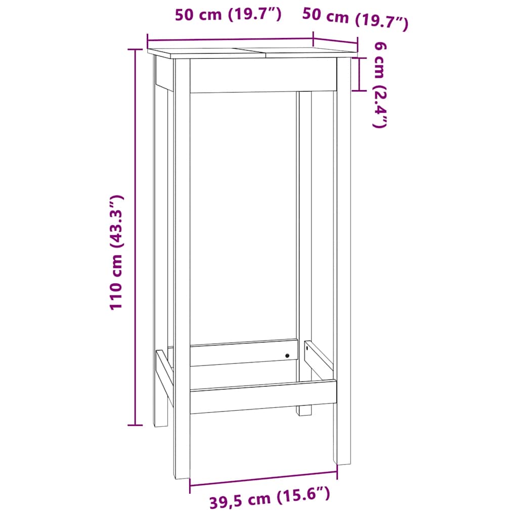 Bartafel 50x50x110 cm massief grenenhout is nu te koop bij PeponiXL, paradijselijk wonen!