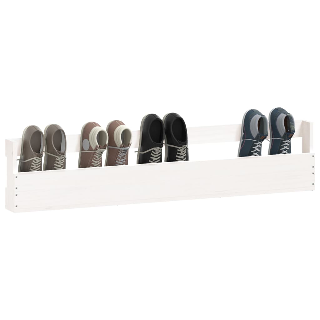 Wandschoenenrekken 2 st 110x9x23 cm massief grenenhout wit is nu te koop bij PeponiXL, paradijselijk wonen!