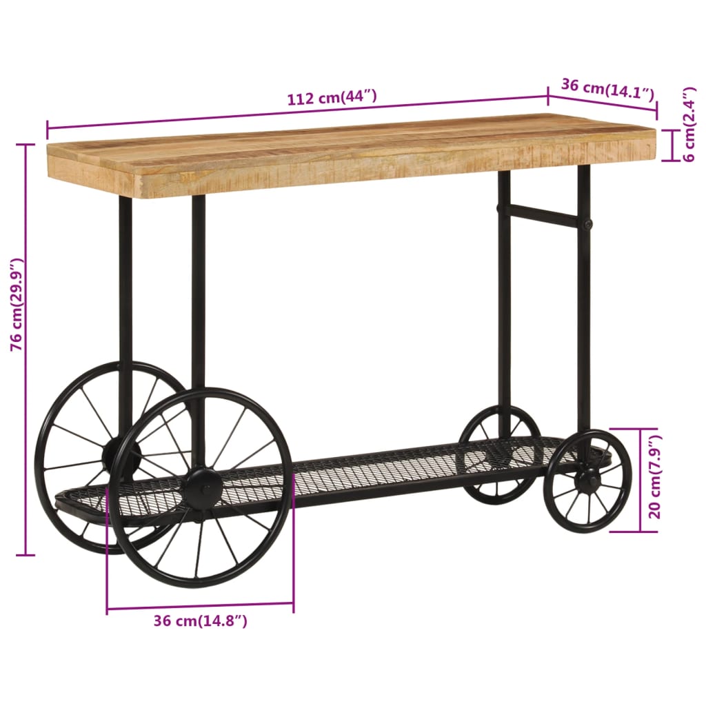 Wandtafel 112x36x76 cm massief mangohout en ijzer is nu te koop bij PeponiXL, paradijselijk wonen!