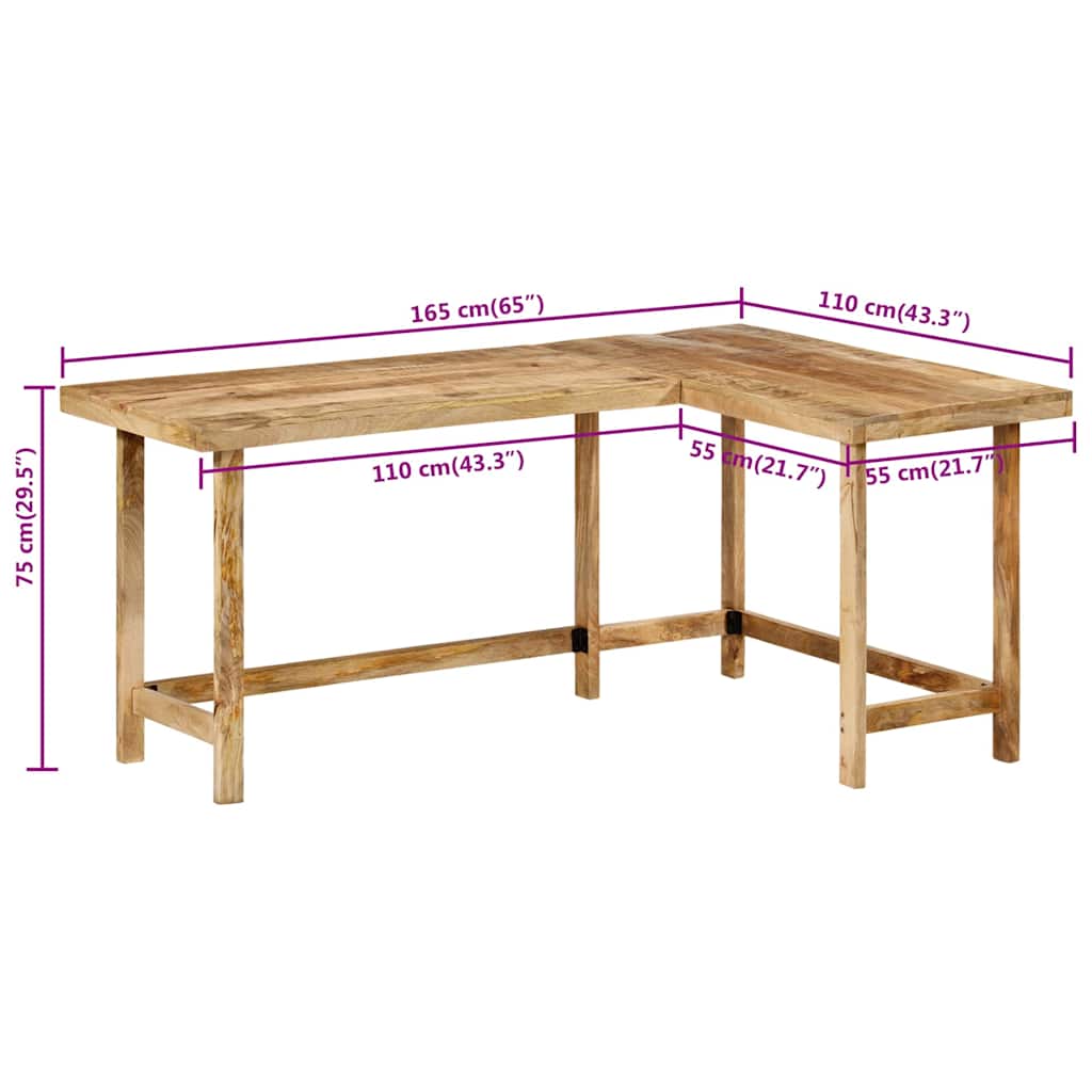 Bureau 165x110x75 cm massief mangohout is nu te koop bij PeponiXL, paradijselijk wonen!