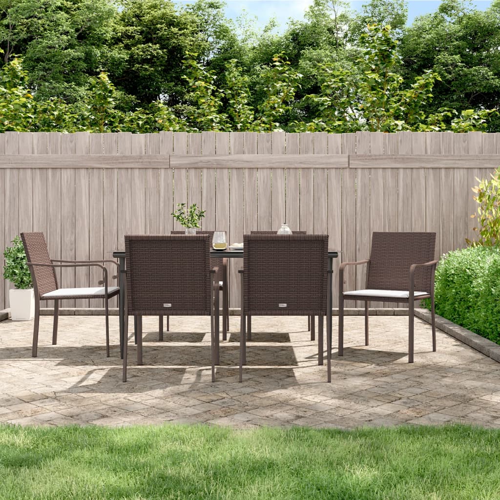 7-delige Tuinset met kussens poly rattan en staal is nu te koop bij PeponiXL, paradijselijk wonen!