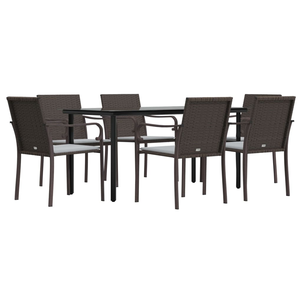 7-delige Tuinset met kussens poly rattan en staal