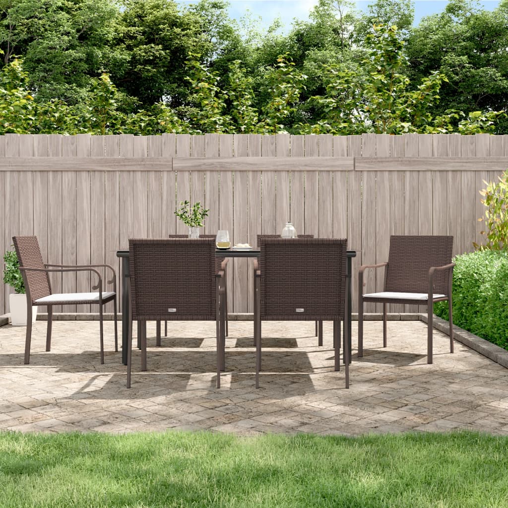 7-delige Tuinset met kussens poly rattan en staal
