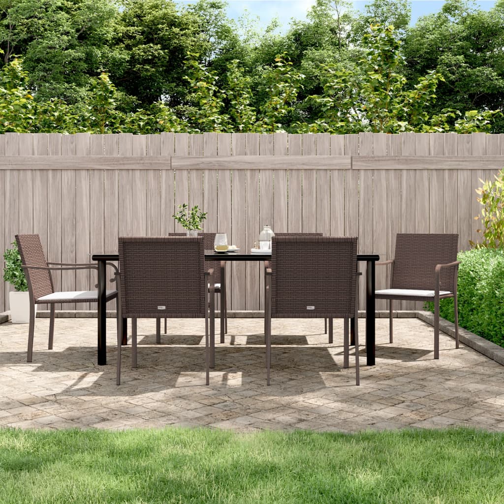 7-delige Tuinset met kussens poly rattan en staal