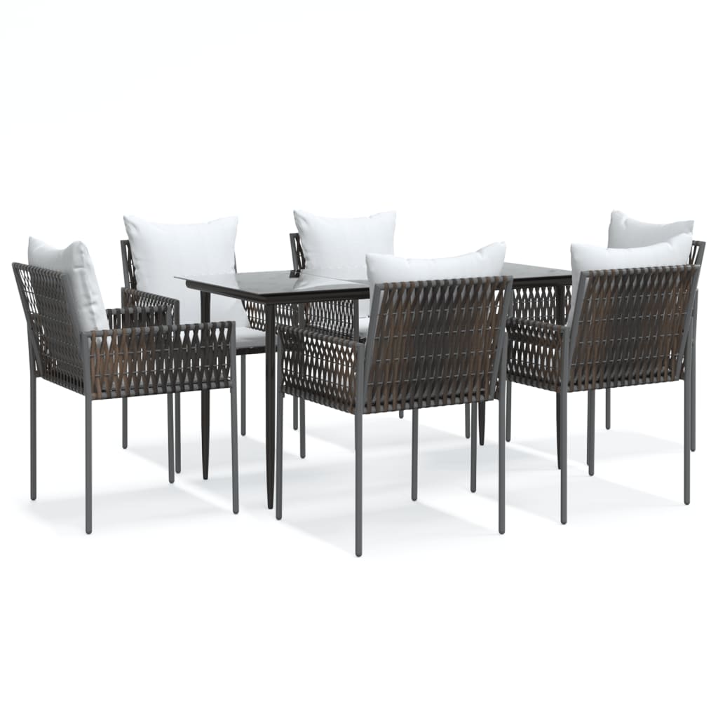 7-delige Tuinset met kussens poly rattan en staal