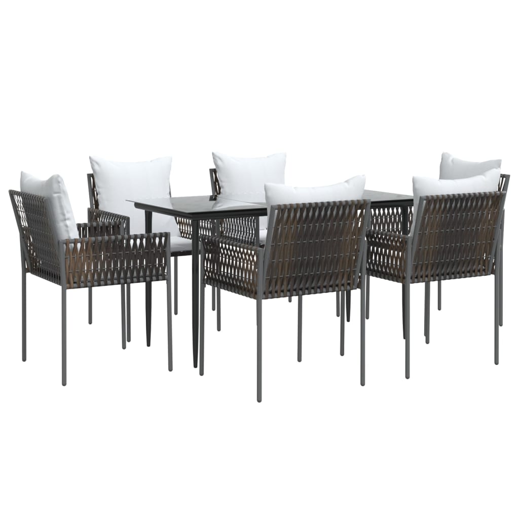 7-delige Tuinset met kussens poly rattan en staal