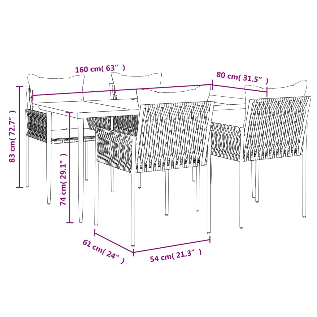 5-delige Tuinset met kussens poly rattan en staal is nu te koop bij PeponiXL, paradijselijk wonen!