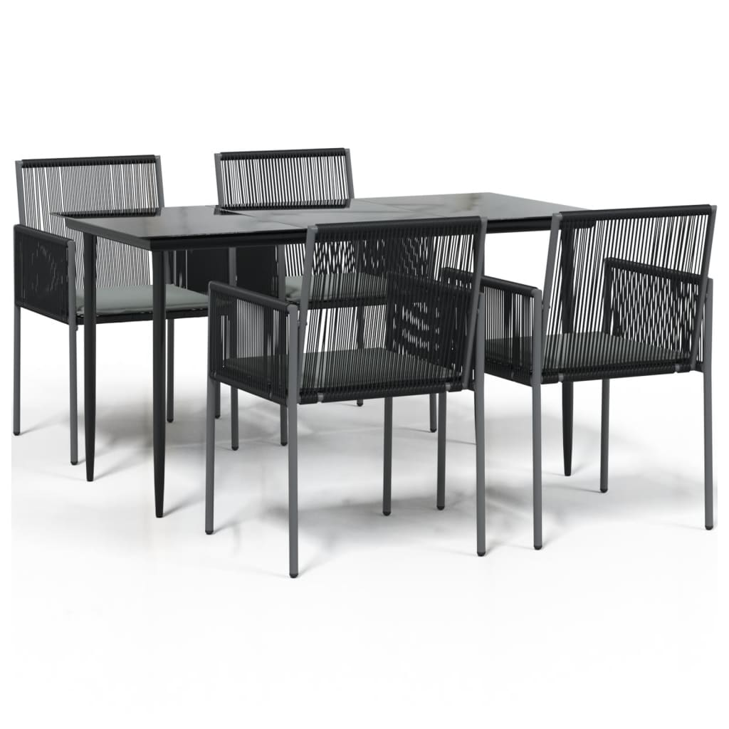 5-delige Tuinset met kussens poly rattan en staal zwart is nu te koop bij PeponiXL, paradijselijk wonen!