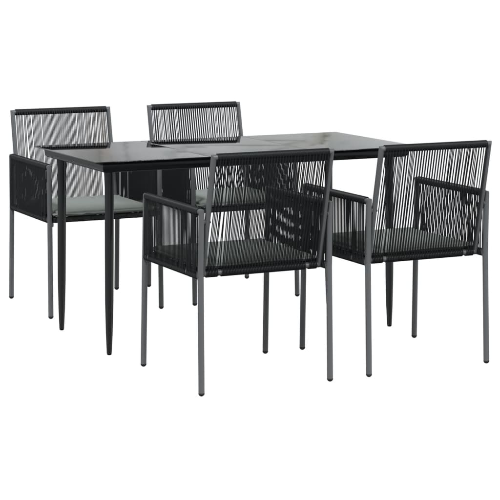 5-delige Tuinset met kussens poly rattan en staal zwart is nu te koop bij PeponiXL, paradijselijk wonen!