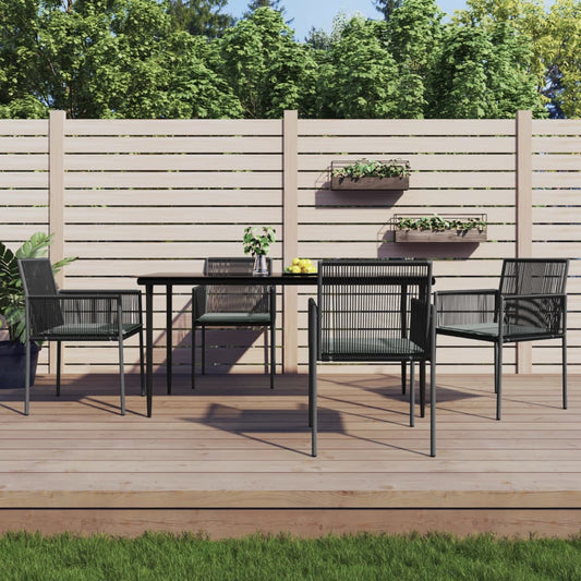 5-delige Tuinset met kussens poly rattan en staal zwart is nu te koop bij PeponiXL, paradijselijk wonen!