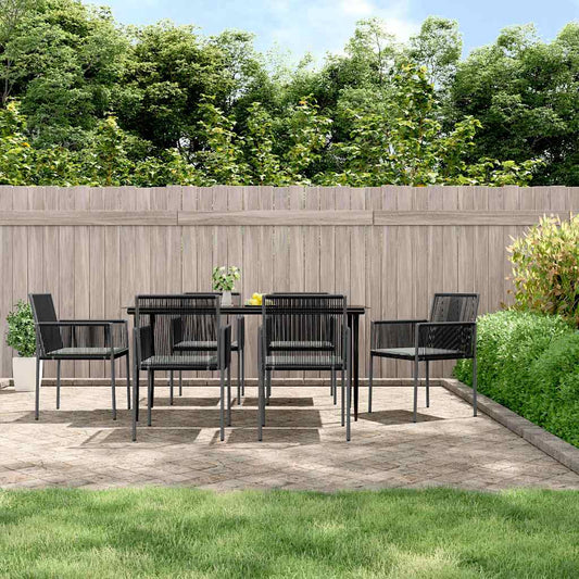 7-delige Tuinset met kussens poly rattan en staal zwart is nu te koop bij PeponiXL, paradijselijk wonen!