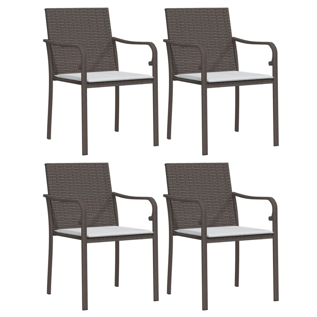Tuinstoelen 4 st met kussens 56x59x84 cm poly rattan bruin is nu te koop bij PeponiXL, paradijselijk wonen!