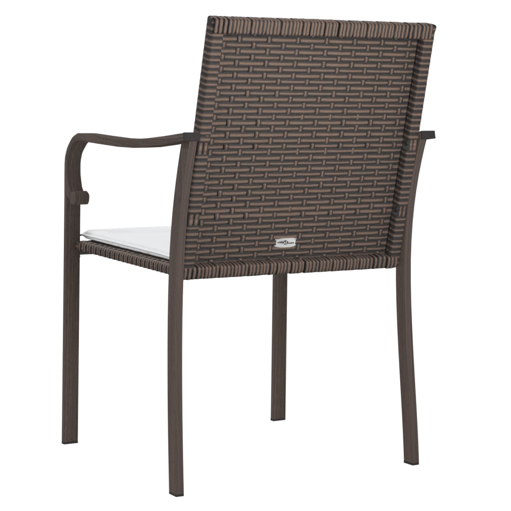 Tuinstoelen 4 st met kussens 56x59x84 cm poly rattan bruin is nu te koop bij PeponiXL, paradijselijk wonen!