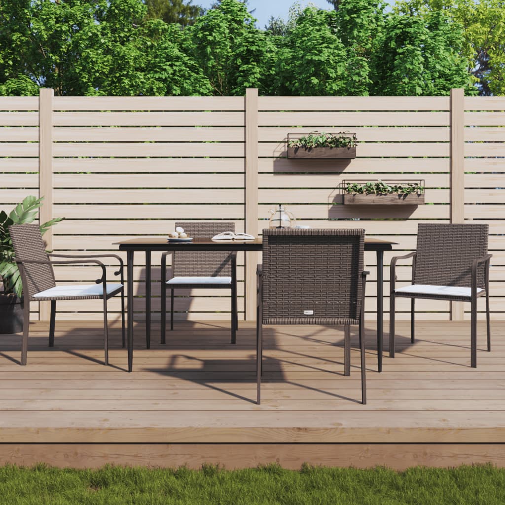 Tuinstoelen 4 st met kussens 56x59x84 cm poly rattan bruin is nu te koop bij PeponiXL, paradijselijk wonen!