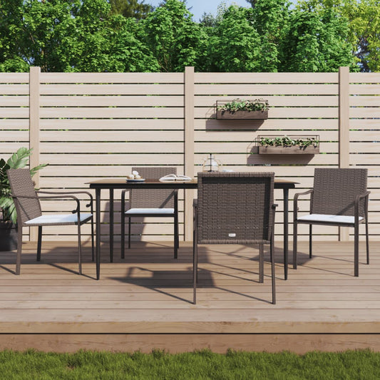 Tuinstoelen 4 st met kussens 56x59x84 cm poly rattan bruin is nu te koop bij PeponiXL, paradijselijk wonen!