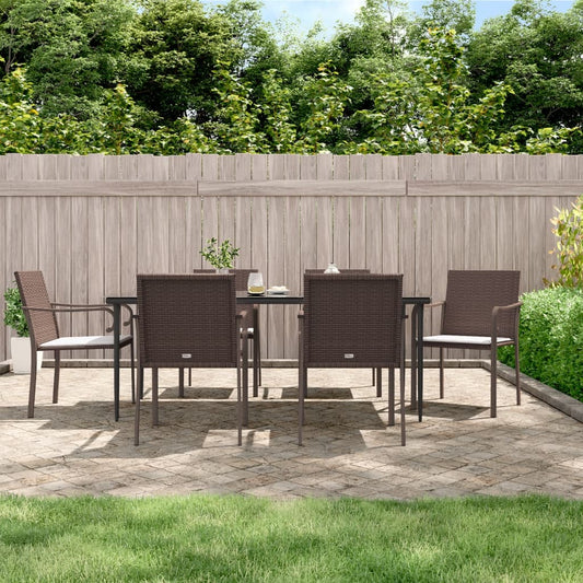 Tuinstoelen 6 st met kussens 56x59x84 cm poly rattan bruin is nu te koop bij PeponiXL, paradijselijk wonen!