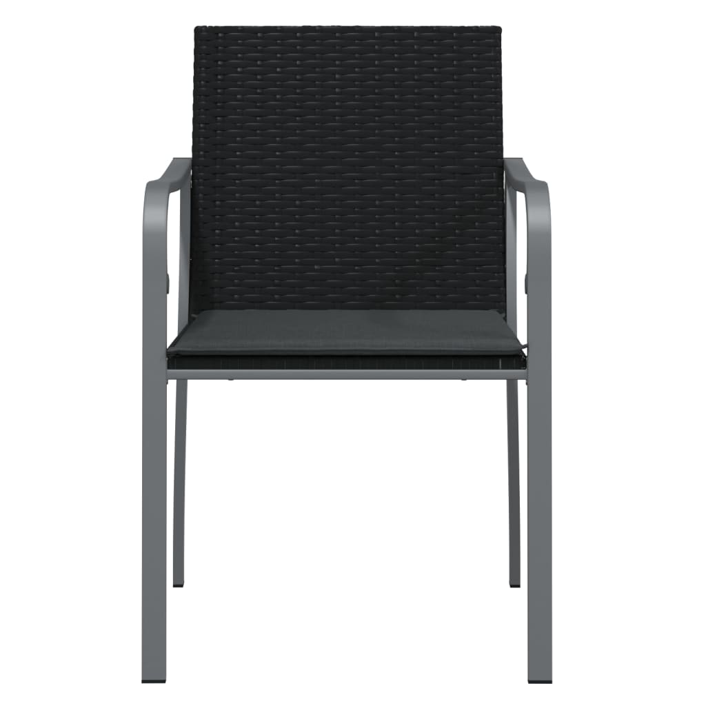 Tuinstoelen 4 st met kussens 56x59x84 cm poly rattan zwart is nu te koop bij PeponiXL, paradijselijk wonen!