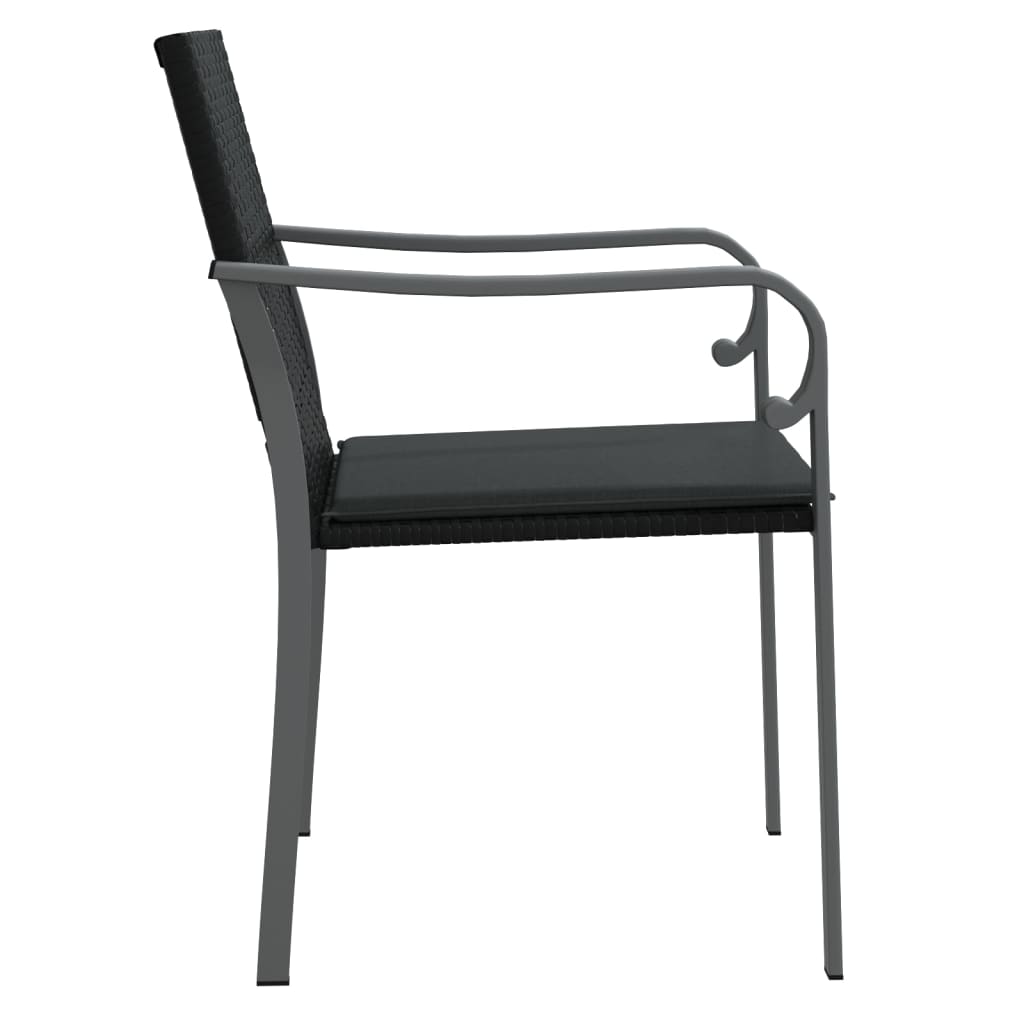 Tuinstoelen 4 st met kussens 56x59x84 cm poly rattan zwart is nu te koop bij PeponiXL, paradijselijk wonen!