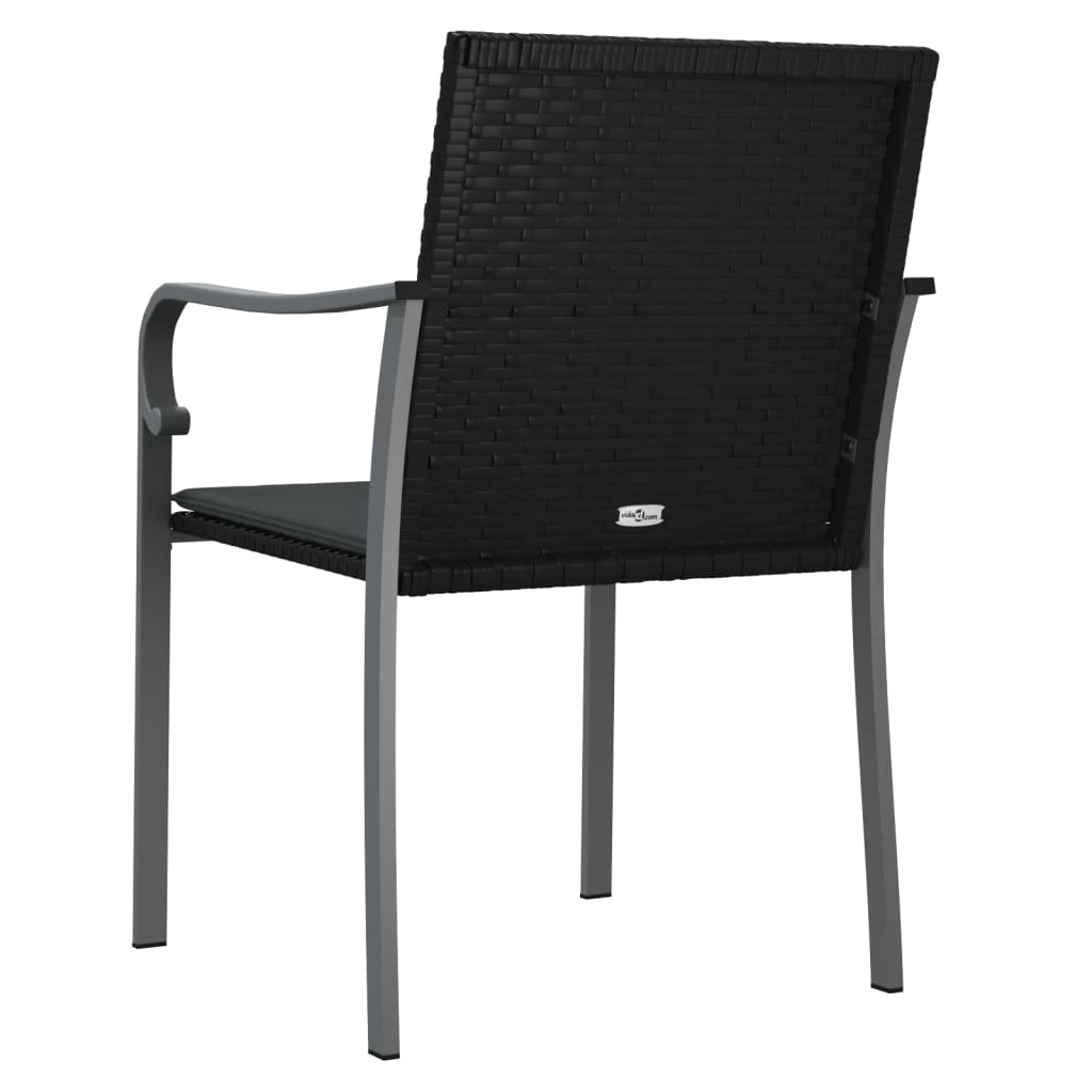Tuinstoelen 4 st met kussens 56x59x84 cm poly rattan zwart is nu te koop bij PeponiXL, paradijselijk wonen!