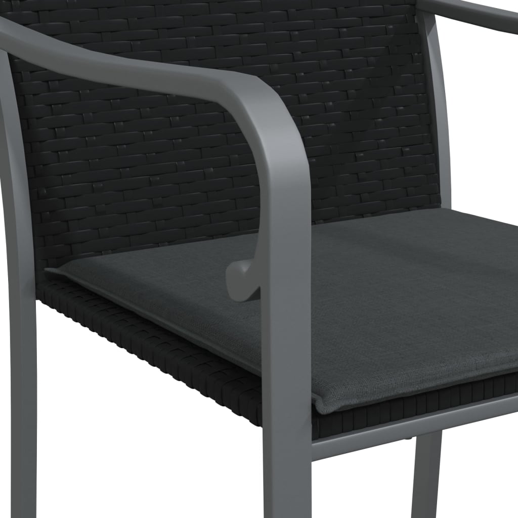 Tuinstoelen 4 st met kussens 56x59x84 cm poly rattan zwart is nu te koop bij PeponiXL, paradijselijk wonen!