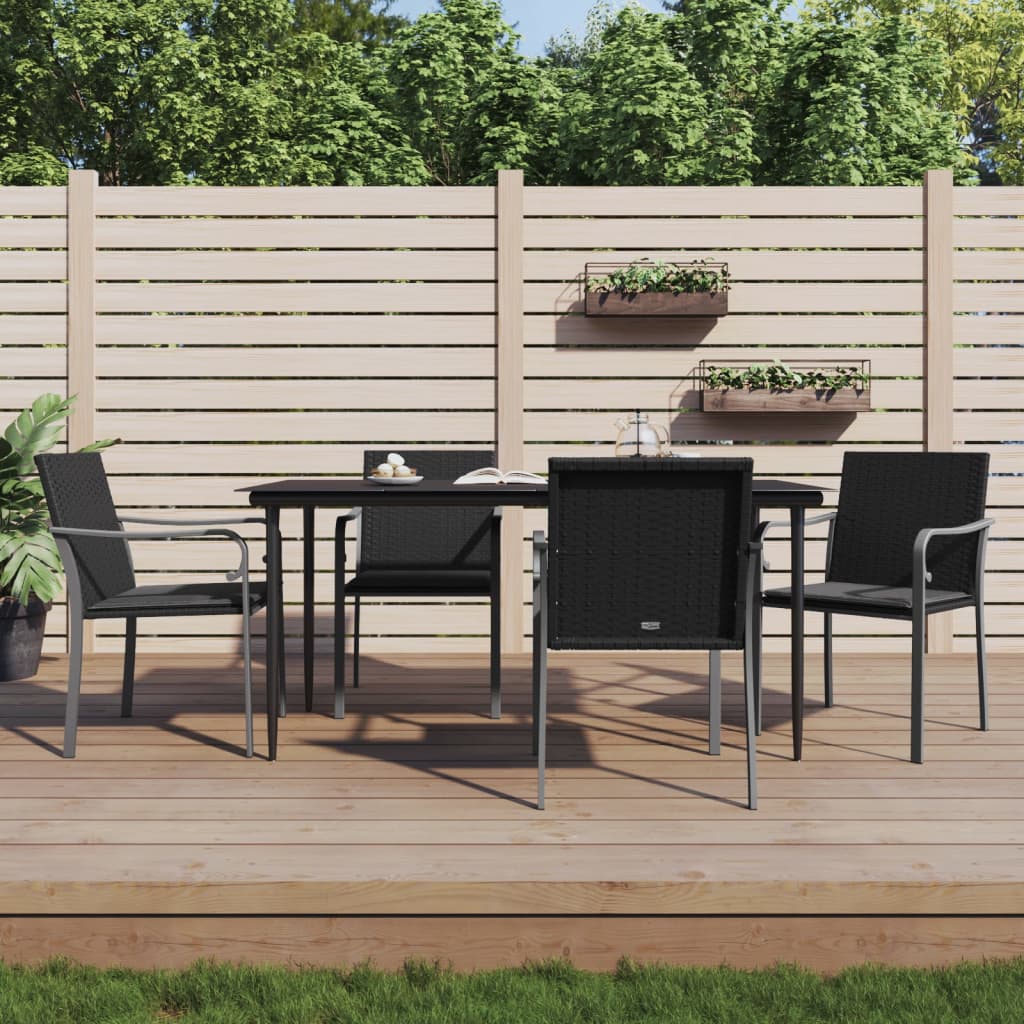 Tuinstoelen 4 st met kussens 56x59x84 cm poly rattan zwart is nu te koop bij PeponiXL, paradijselijk wonen!