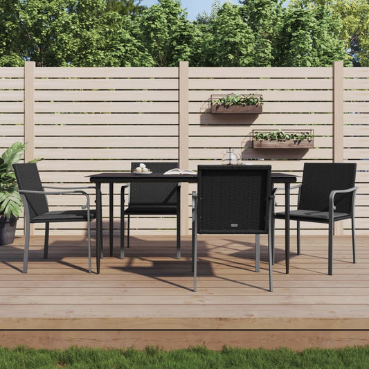 Tuinstoelen 4 st met kussens 56x59x84 cm poly rattan zwart is nu te koop bij PeponiXL, paradijselijk wonen!