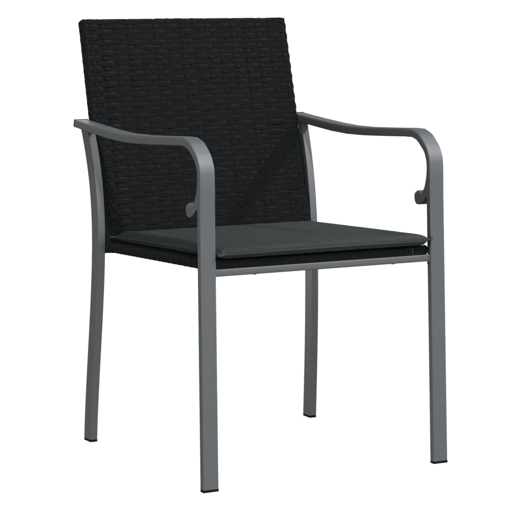 Tuinstoelen 6 st met kussens 56x59x84 cm poly rattan zwart is nu te koop bij PeponiXL, paradijselijk wonen!