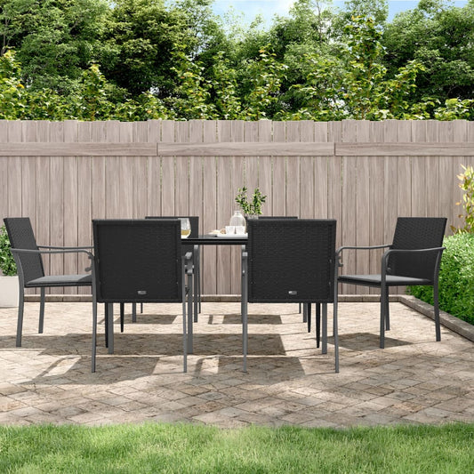 Tuinstoelen 6 st met kussens 56x59x84 cm poly rattan zwart is nu te koop bij PeponiXL, paradijselijk wonen!