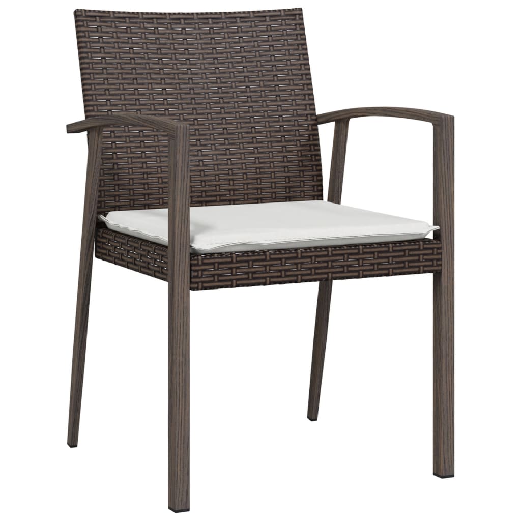 Tuinstoelen 4 st met kussens 56,5x57x83 cm poly rattan bruin is nu te koop bij PeponiXL, paradijselijk wonen!
