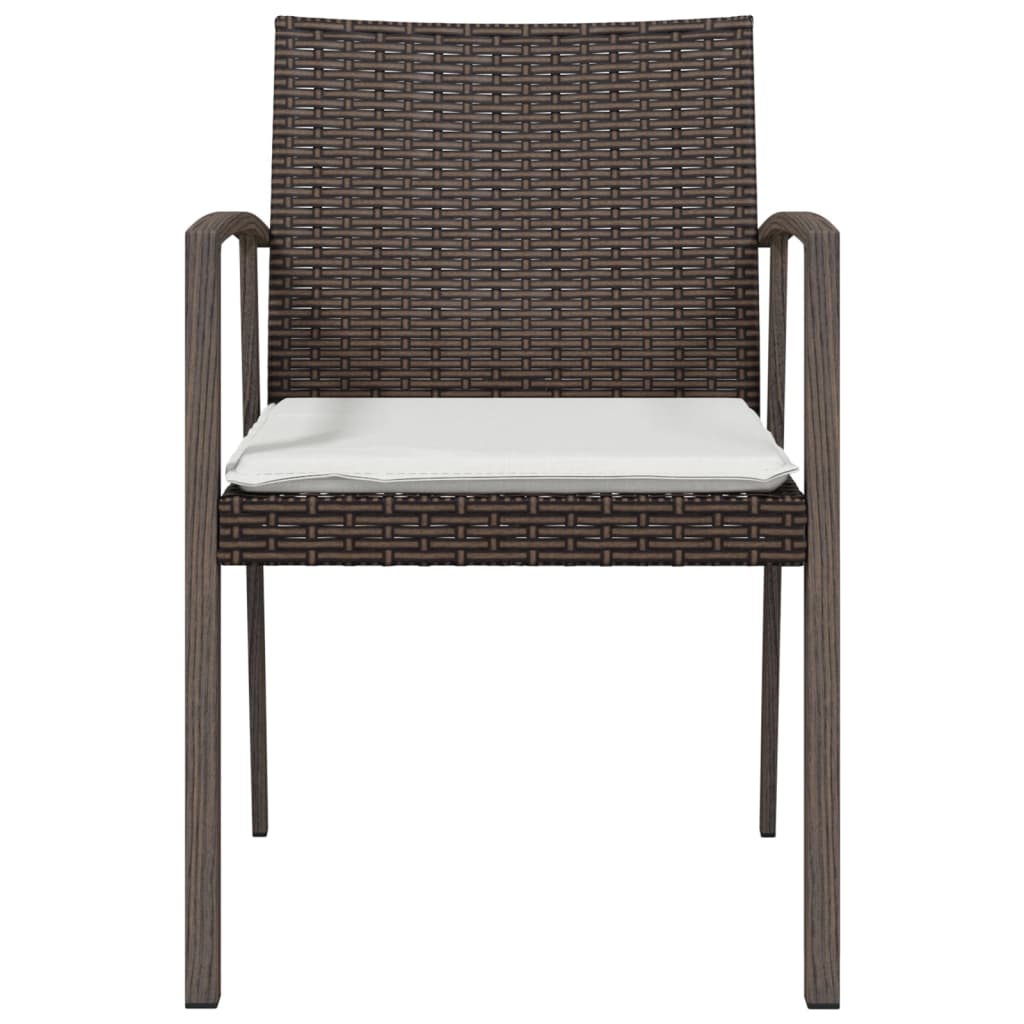 Tuinstoelen 4 st met kussens 56,5x57x83 cm poly rattan bruin is nu te koop bij PeponiXL, paradijselijk wonen!