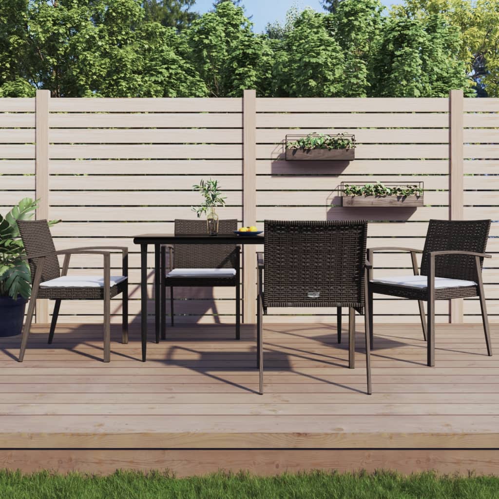 Tuinstoelen 4 st met kussens 56,5x57x83 cm poly rattan bruin is nu te koop bij PeponiXL, paradijselijk wonen!