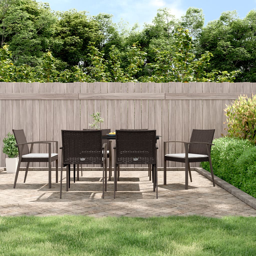 Tuinstoelen 6 st met kussens 56,5x57x83 cm poly rattan bruin is nu te koop bij PeponiXL, paradijselijk wonen!