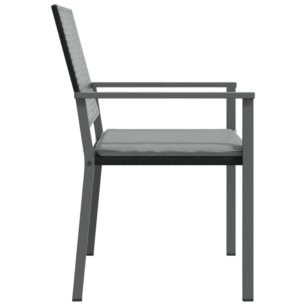 Tuinstoelen 4 st met kussens 54x62,5x89 cm poly rattan zwart is nu te koop bij PeponiXL, paradijselijk wonen!