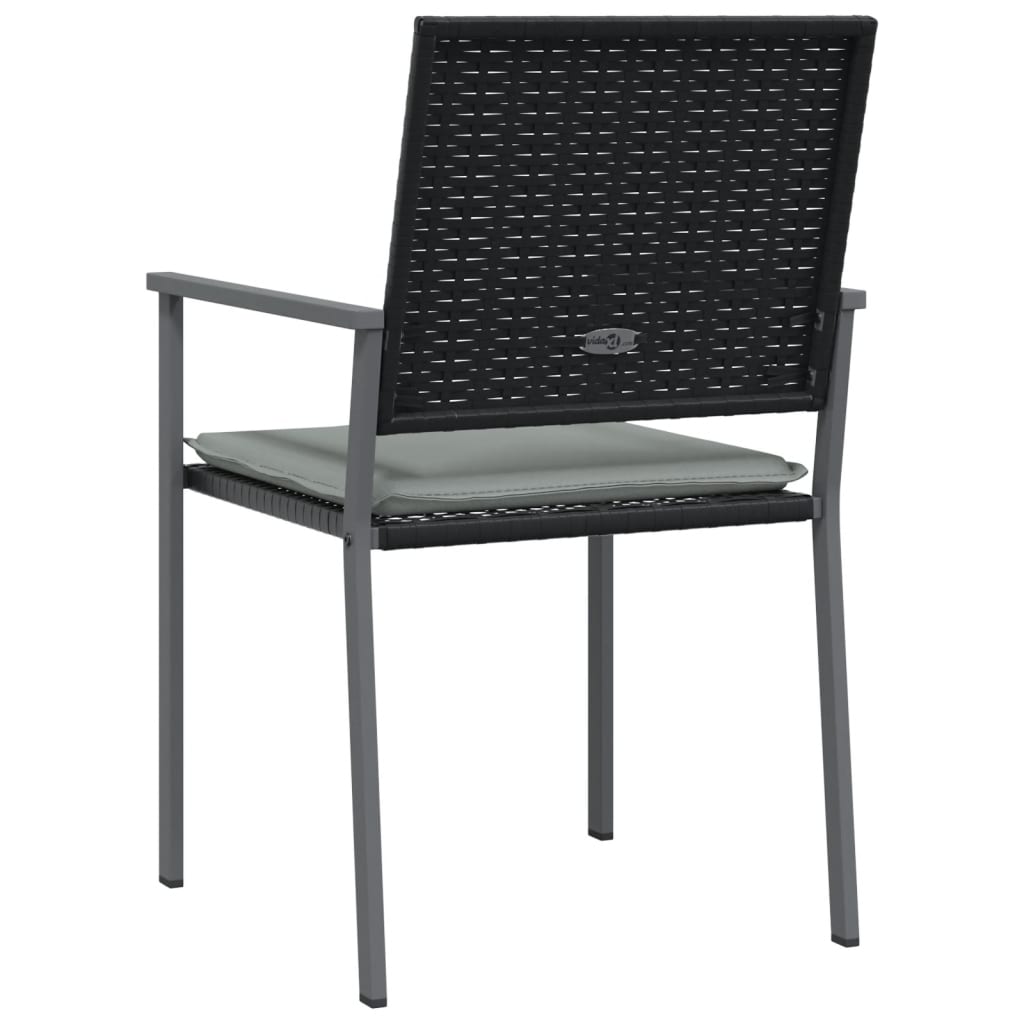 Tuinstoelen 4 st met kussens 54x62,5x89 cm poly rattan zwart is nu te koop bij PeponiXL, paradijselijk wonen!
