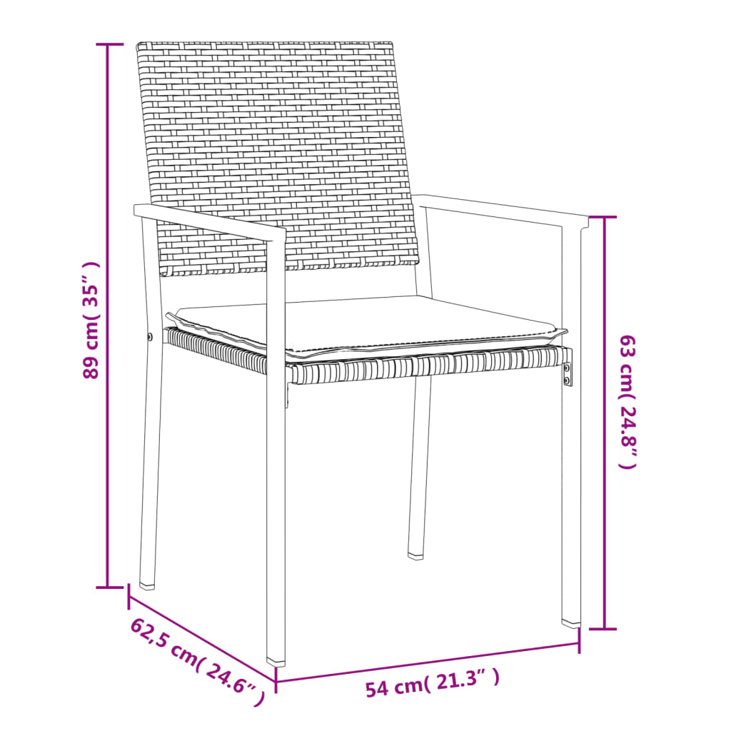 Tuinstoelen 4 st met kussens 54x62,5x89 cm poly rattan zwart is nu te koop bij PeponiXL, paradijselijk wonen!