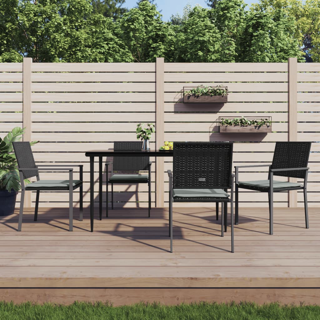 Tuinstoelen 4 st met kussens 54x62,5x89 cm poly rattan zwart is nu te koop bij PeponiXL, paradijselijk wonen!